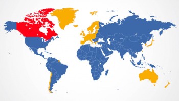 Mapa de países obligados a solicitar el ESTA en amarillo.