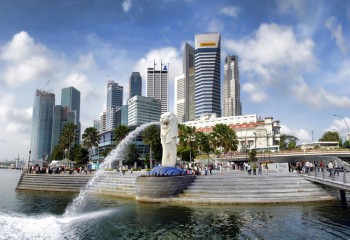buildings and lion fountain Singapore