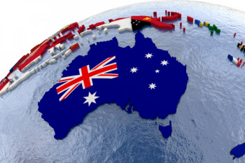 mapa de Australia en globo terráqueo