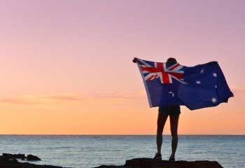 woman with Australian flag