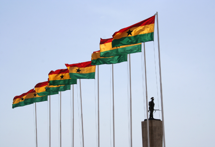 Flags of Ghana in the Black star square