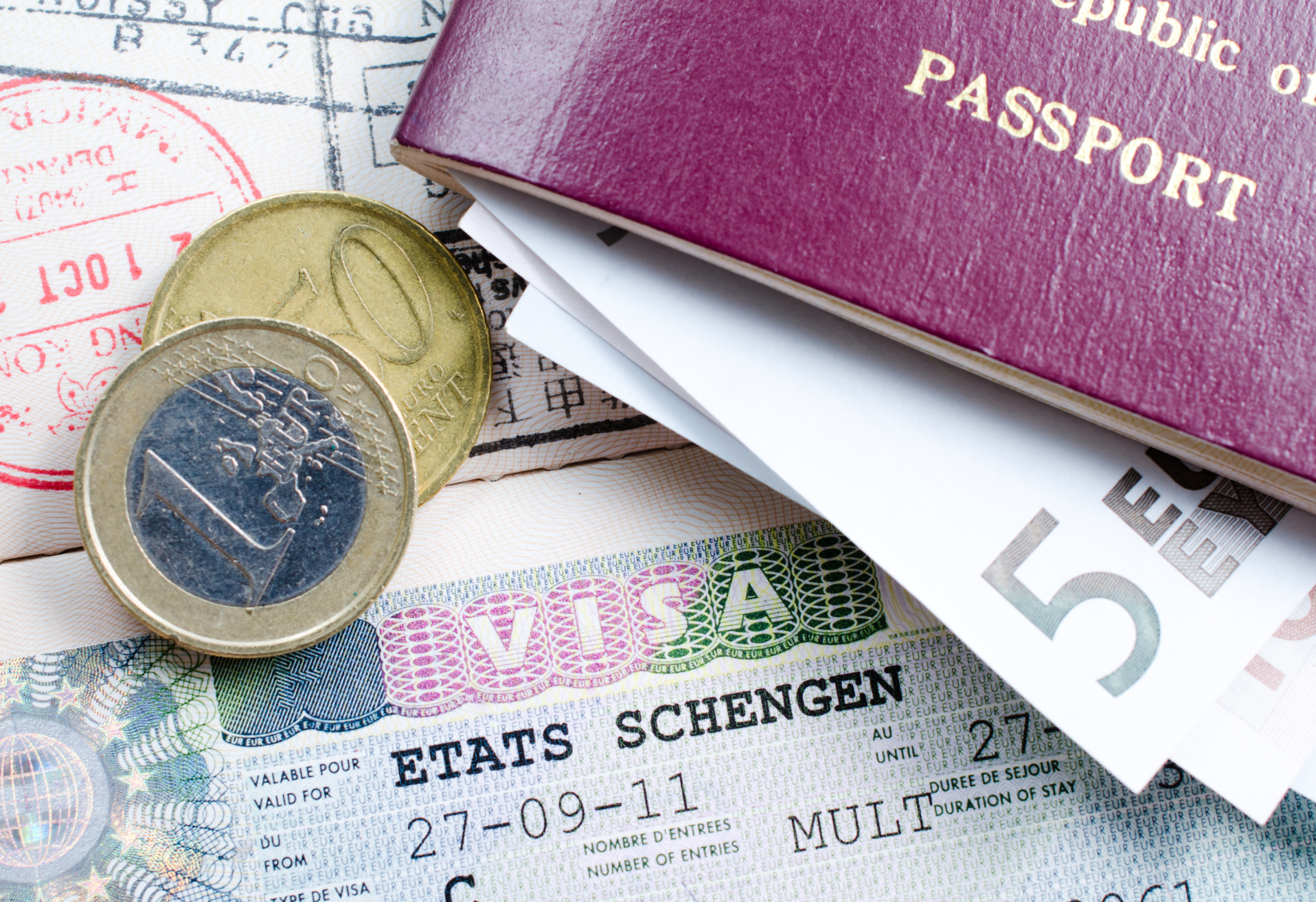 Passport visa euro for Schengen area