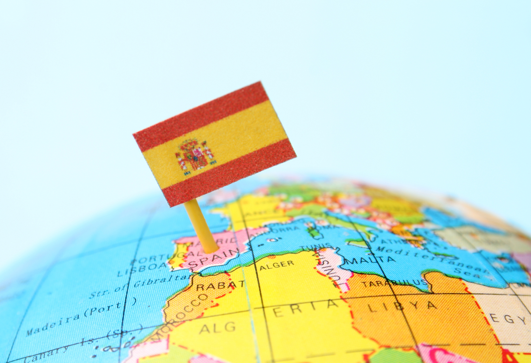 Spain in the globe map
