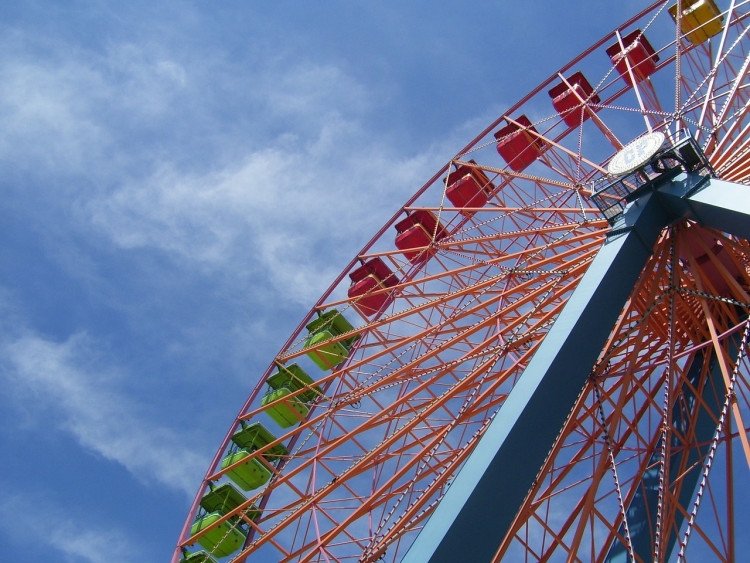 Low-angle shot of a Ferris wheel against the sky