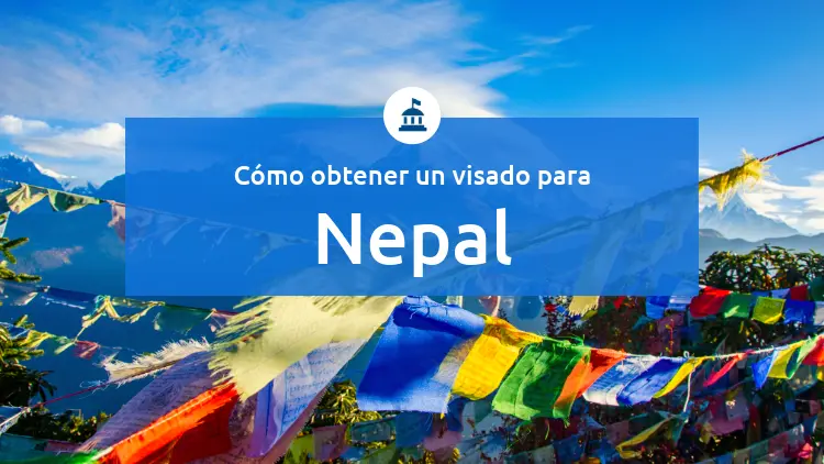 Banderas de oración de Nepal con montañas al fondo — cómo obtener un visado para Nepal